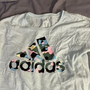 Adidas Kids' Light Blue Tee with Camouflage Logo